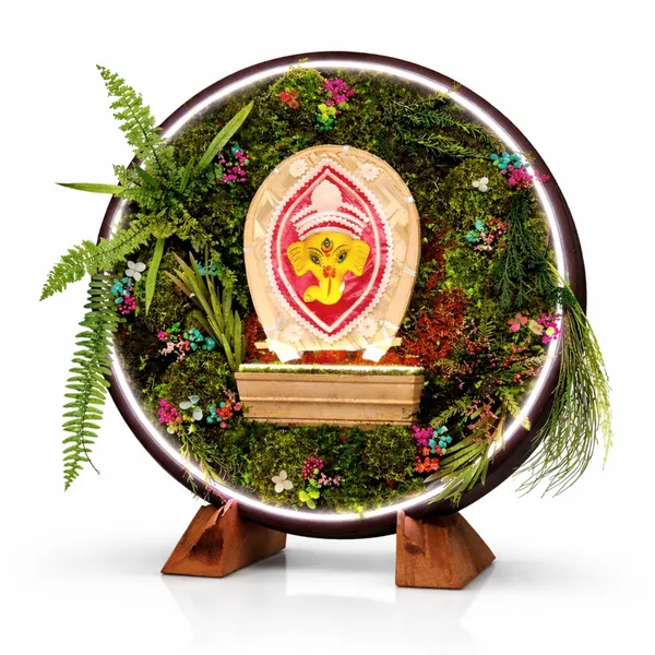 12_Inches_Anant_Ganpati_Wooden_Paradise_Showpiece_with_Warm_White_Light_and_Wooden_Stand_|_Green_Gifting_for_Special_Moments
