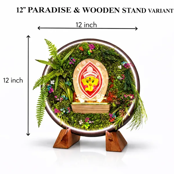 12_Inches_Anant_Ganpati_Wooden_Paradise_Showpiece_with_Warm_White_Light_and_Wooden_Stand_|_Green_Gifting_for_Special_Moments