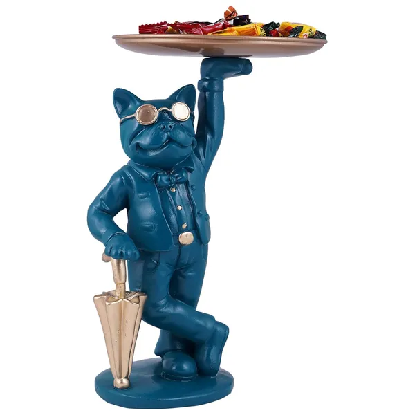 Cool_Dog_with_Plate_Showpiece_of_Blue_Color_|_Artistry_Gift_Item