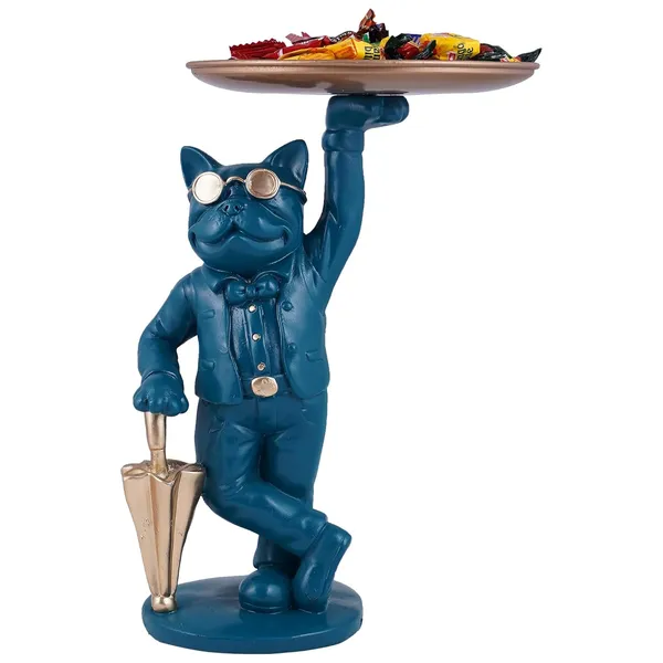 Cool_Dog_with_Plate_Showpiece_of_Blue_Color_|_Artistry_Gift_Item