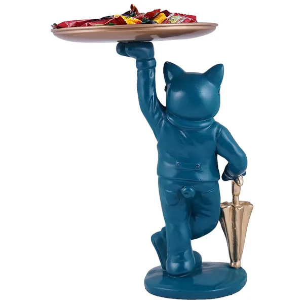 Cool_Dog_with_Plate_Showpiece_of_Blue_Color_|_Artistry_Gift_Item