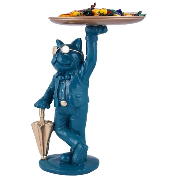 Cool_Dog_with_Plate_Showpiece_of_Blue_Color_|_Artistry_Gift_Item