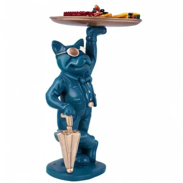 Cool_Dog_with_Plate_Showpiece_of_Blue_Color_|_Artistry_Gift_Item