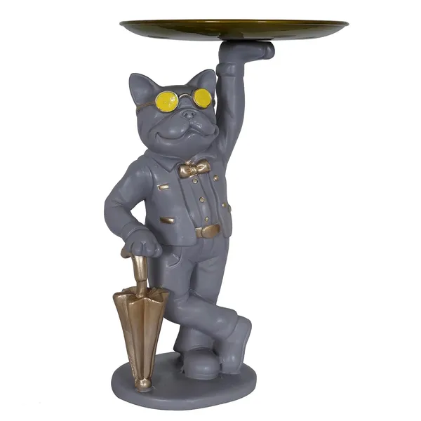 Cool_Dog_with_Plate_Showpiece_of_Grey_Color_|_Artistry_Gift_Item