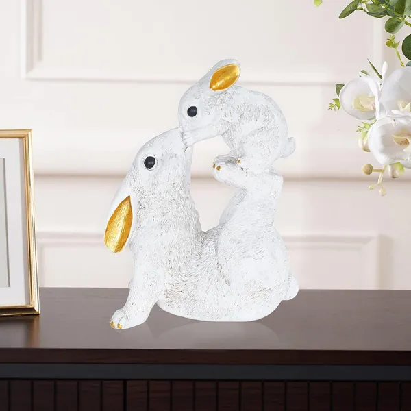 Rabbit_Statue_with_Rabbit_Baby_Playing_Showpiece_of_White_Color_|_Decorative_Item_for_Home_Decor