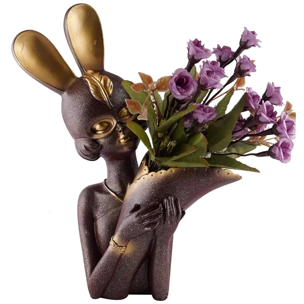Rabbit_Flower_Vase_Figurines_Showpiece_of_Brown_Color_|_Home_Decor_for_Asthetic_Apeal