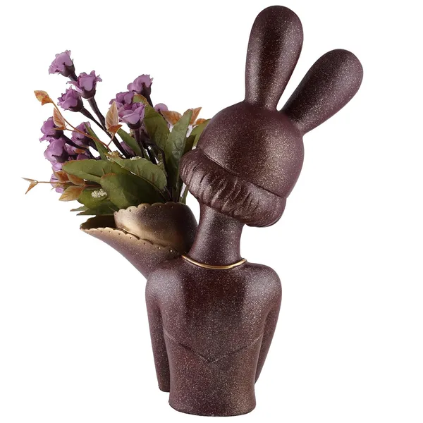 Rabbit_Flower_Vase_Figurines_Showpiece_of_Brown_Color_|_Home_Decor_for_Asthetic_Apeal