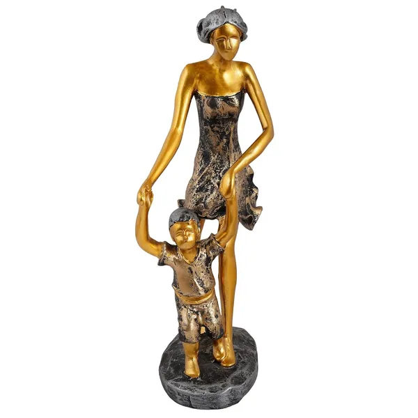Handcrafted_Mother_Child_Statue_of_Black_and_Golden_Color_|_For_Home_Decor