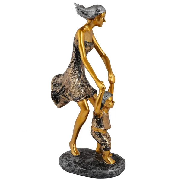 Handcrafted_Mother_Child_Statue_of_Black_and_Golden_Color_|_For_Home_Decor
