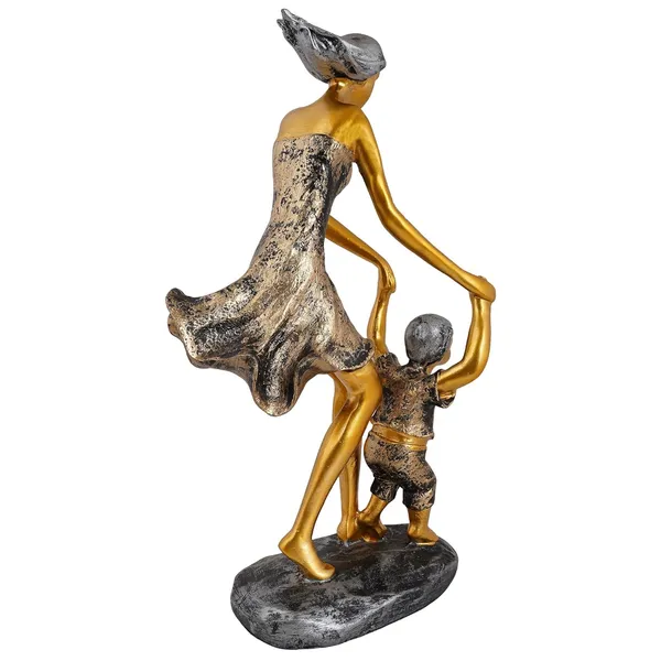 Handcrafted_Mother_Child_Statue_of_Black_and_Golden_Color_|_For_Home_Decor