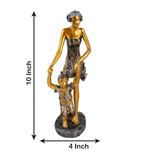 Handcrafted_Mother_Child_Statue_of_Black_and_Golden_Color_|_For_Home_Decor