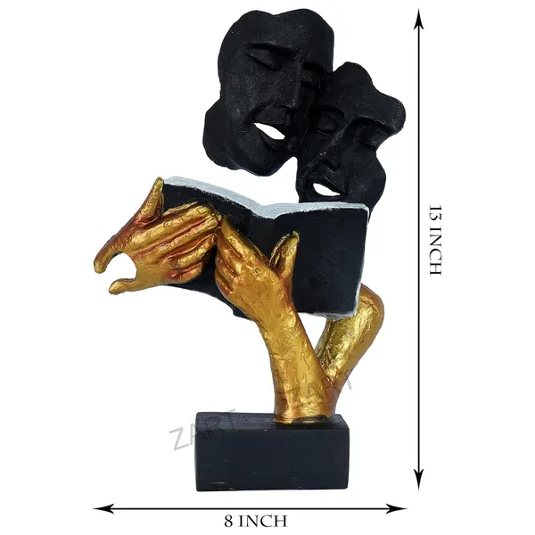 Handcrafted_Book_Reading_Modern_Art_Face_of_Black_and_Golden_Color_|_For_Home_Decoration