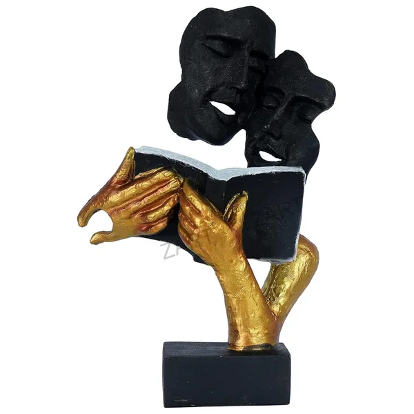 Handcrafted_Book_Reading_Modern_Art_Face_of_Black_and_Golden_Color_|_For_Home_Decoration