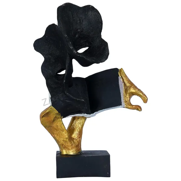 Handcrafted_Book_Reading_Modern_Art_Face_of_Black_and_Golden_Color_|_For_Home_Decoration
