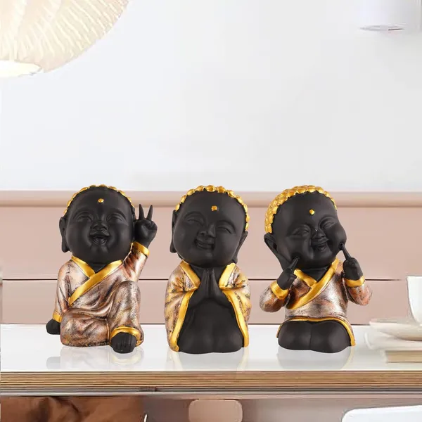 Buddha_Monk_Statue_of_Black_Color_of_Set_of_3_|_For_Home_Decor_Showpiece