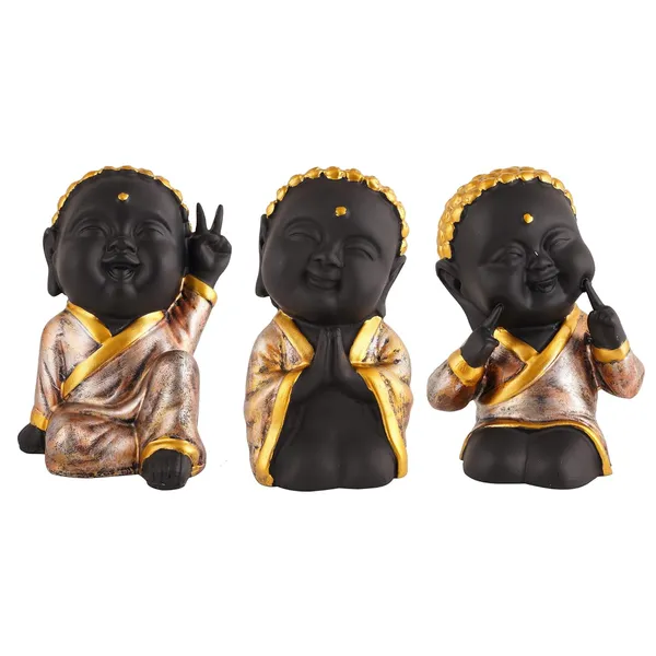 Buddha_Monk_Statue_of_Black_Color_of_Set_of_3_|_For_Home_Decor_Showpiece