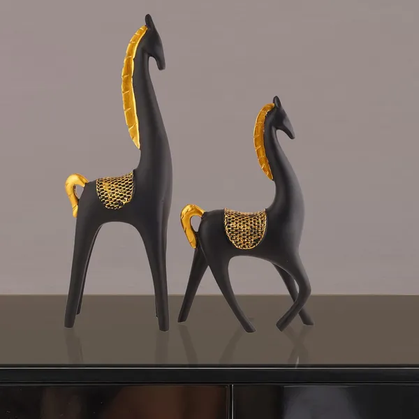 Horse_Showpiece_of_Black_Color_of_Set_of_2_|_For_Home_Decorative_Showpiece