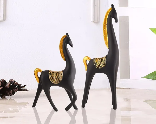 Horse_Showpiece_of_Black_Color_of_Set_of_2_|_For_Home_Decorative_Showpiece