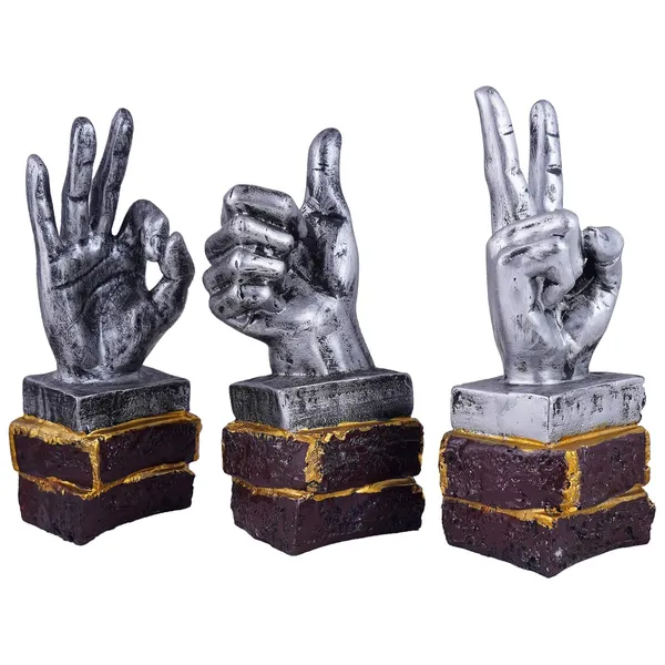 Polyresin_Decorative_Hand_Sign_Showpiece_of_Set_of_3_|_For_Home_Decor