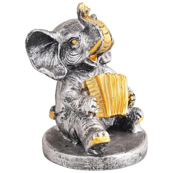 Elephant_Playing_Musical_Instrument_Showpiece_of_Black_and_White_Color_|_Antique_Decorative_Item