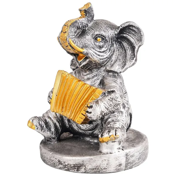 Elephant_Playing_Musical_Instrument_Showpiece_of_Black_and_White_Color_|_Antique_Decorative_Item