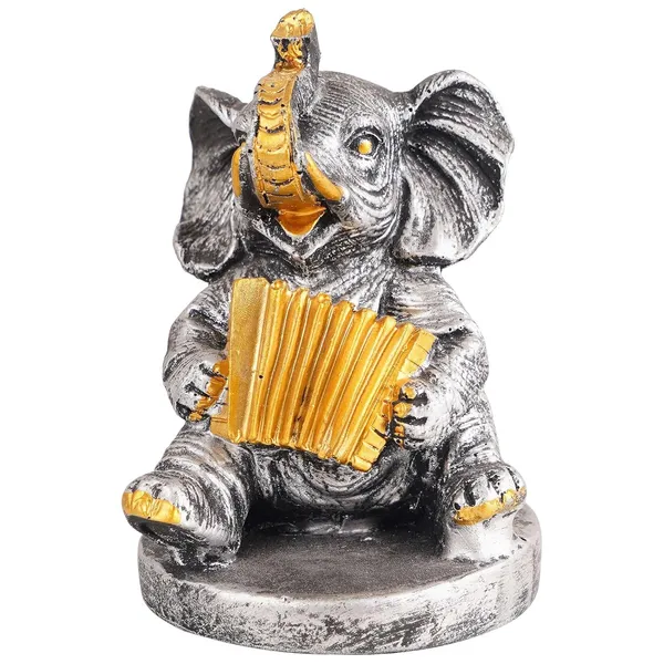 Elephant_Playing_Musical_Instrument_Showpiece_of_Black_and_White_Color_|_Antique_Decorative_Item