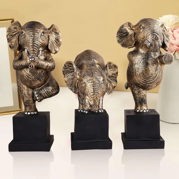 Polyresin_Elephant_Showpiece_of_Set_of_3_|_For_Home_Decor