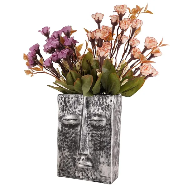 Flower_Vase_Pot_of_Human_Face_Design_of_Grey_Color_|_Artistry_Gift_Item