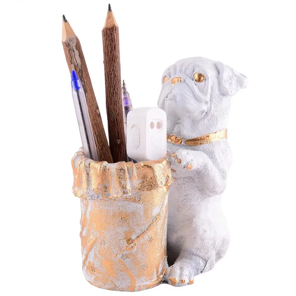 Dog_Shaped_Pen_Stand_of_White_Color_|_For_Gift_Office