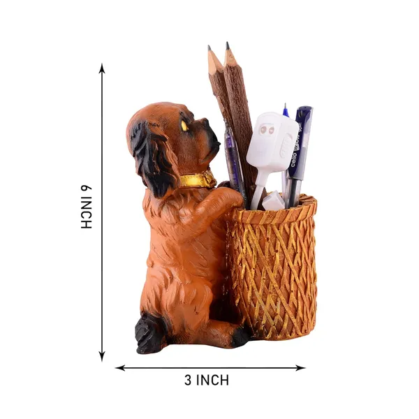 Dog_Shaped_Pen_Stand_of_Sitting_Position_of_Orange_Color_|_For_Home_Decor