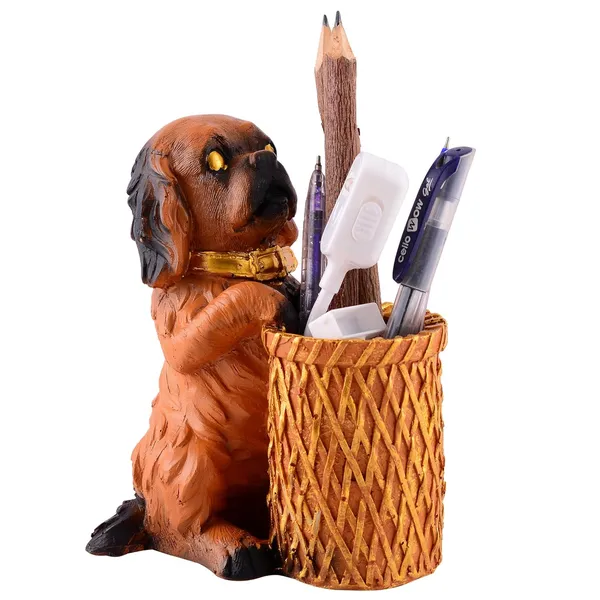 Dog_Shaped_Pen_Stand_of_Sitting_Position_of_Orange_Color_|_For_Home_Decor