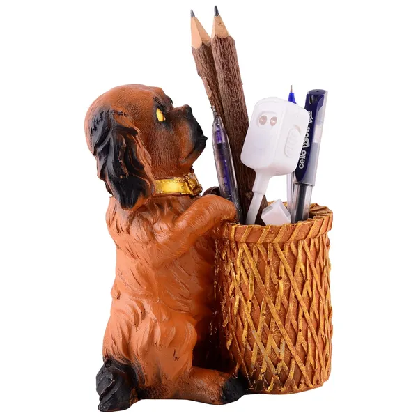 Dog_Shaped_Pen_Stand_of_Sitting_Position_of_Orange_Color_|_For_Home_Decor