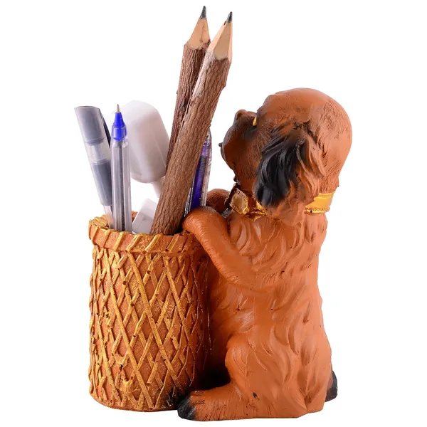 Dog_Shaped_Pen_Stand_of_Sitting_Position_of_Orange_Color_|_For_Home_Decor