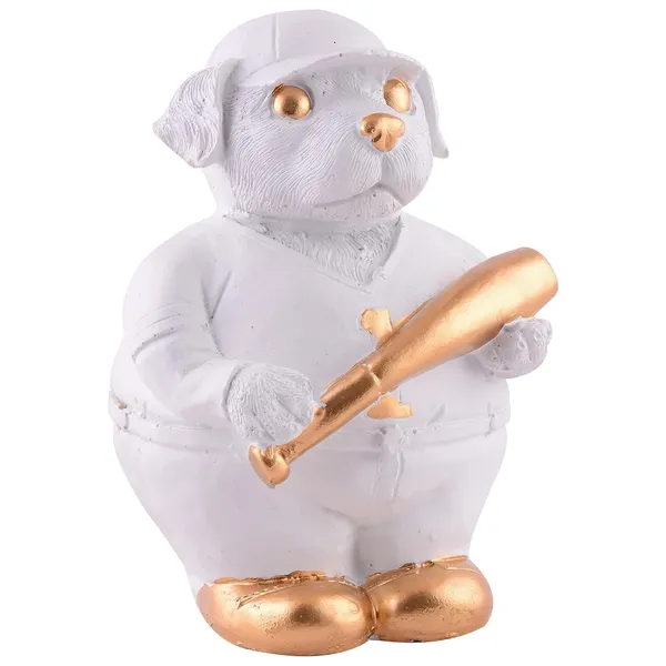 Dog_Figurine_Showpiece_with_Baseball_Bat_of_White_Color_|_For_Home_Decoration