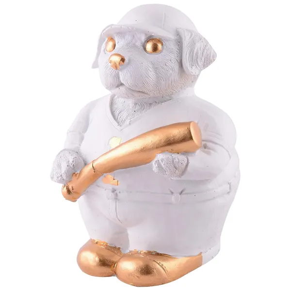 Dog_Figurine_Showpiece_with_Baseball_Bat_of_White_Color_|_For_Home_Decoration