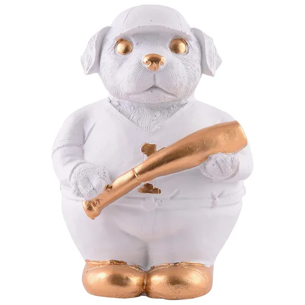 Dog_Figurine_Showpiece_with_Baseball_Bat_of_White_Color_|_For_Home_Decoration