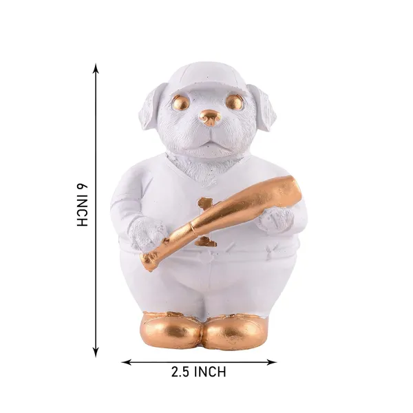 Dog_Figurine_Showpiece_with_Baseball_Bat_of_White_Color_|_For_Home_Decoration