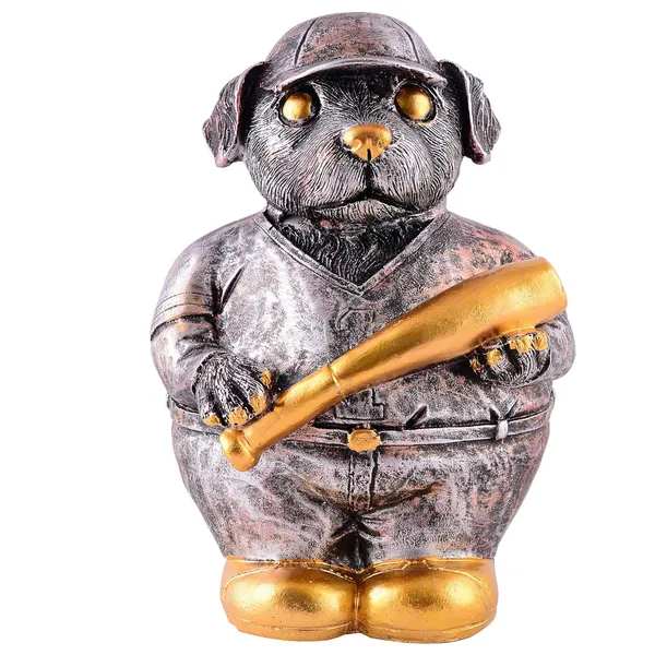 Copper_Dog_Figurine_Showpiece_with_Baseball_Bat_Design_|_For_Home_Decoration