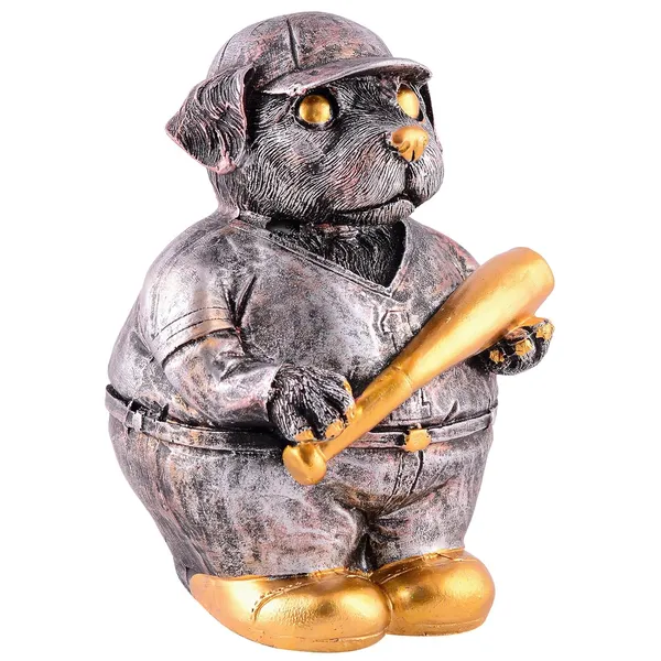 Copper_Dog_Figurine_Showpiece_with_Baseball_Bat_Design_|_For_Home_Decoration