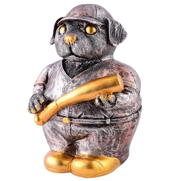 Copper_Dog_Figurine_Showpiece_with_Baseball_Bat_Design_|_For_Home_Decoration