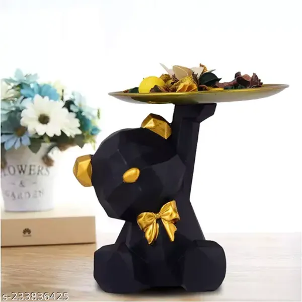 Teddy_Bear_Statue_with_Tray_of_Black_and_Golden_Color_|_For_Home_Decor_Showpiece