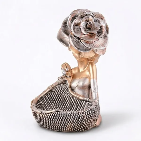 Lady_with_Basket_Showpiece_of_Brown_Color_|_For_Home_Decor