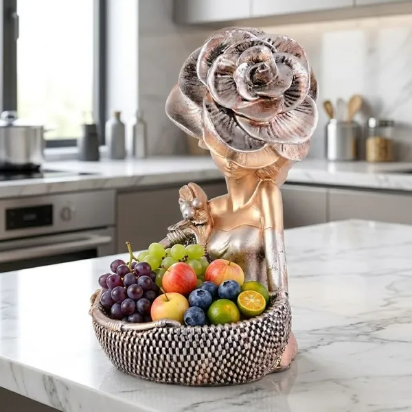 Lady_with_Basket_Showpiece_of_Brown_Color_|_For_Home_Decor
