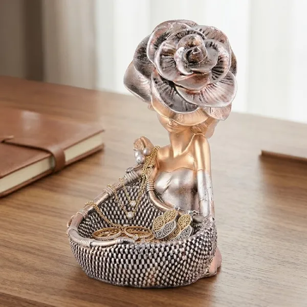 Lady_with_Basket_Showpiece_of_Brown_Color_|_For_Home_Decor