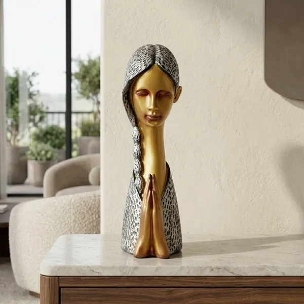 Welcome_Lady_Resin_Figurine_of_Golden_and_Silver_Color_|_Home_Decor_for_Asthetic_Apeal