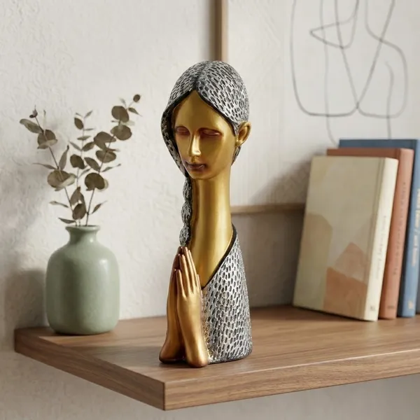 Welcome_Lady_Resin_Figurine_of_Golden_and_Silver_Color_|_Home_Decor_for_Asthetic_Apeal