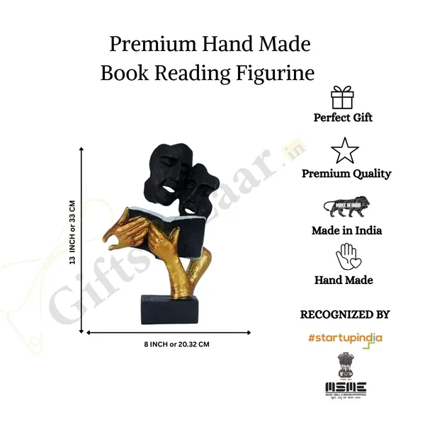 Handcrafted_Book_Reading_Modern_Art_Face_of_Black_and_Golden_Color_|_For_Home_Decoration