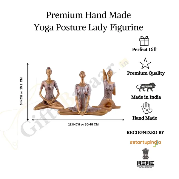 Yoga_Posture_Lady_Statue_of_Brown_Color_of_Set_of_3_|_For_Home_Decor_Showpiece