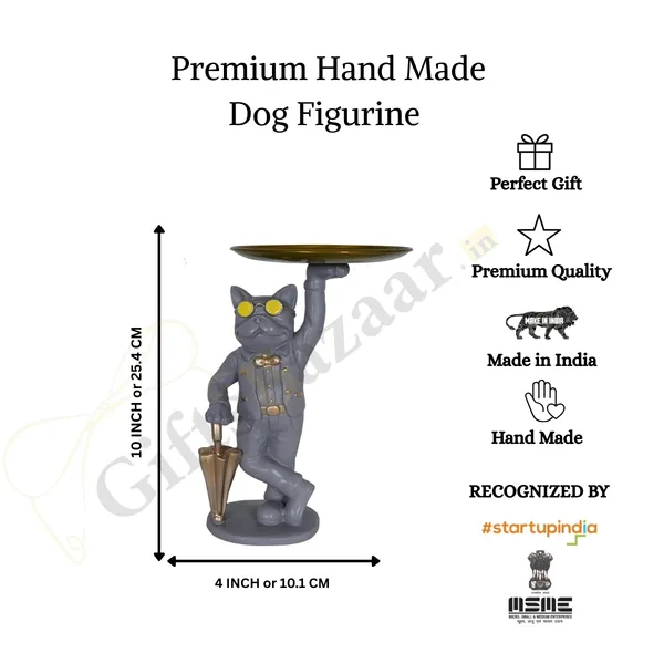 Cool_Dog_with_Plate_Showpiece_of_Grey_Color_|_Artistry_Gift_Item