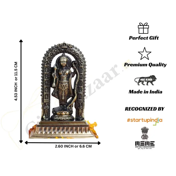 4.5_Inch_Shree_Ram_Lalla_Ayodhya_Murti_in_Premium_Metal_Zinc_|_Metal_Showpiece_Hindu_Religious_Idols_|_Brass_Color_|_Home_Decor_Living_Room/Car_Dashboard_Idols/Office_Desk